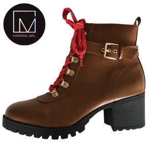 Material Girl Hillary Leather Combat Ankle Boots